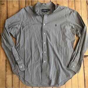 Ralph Lauren Classic Fit Button Down Shirt Green Check Pony Logo 16 34/35 Large